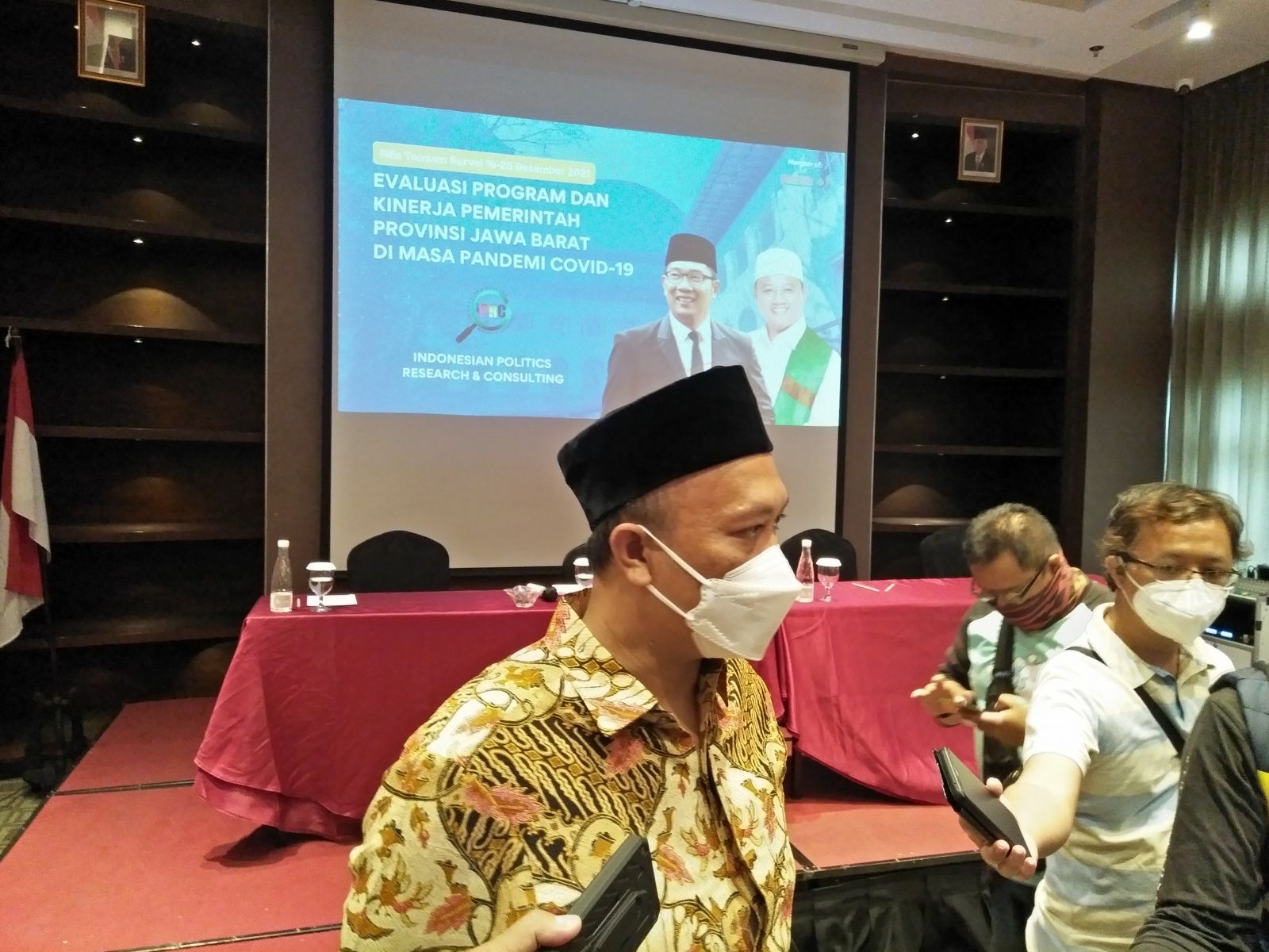 Pemaparan hasil survei Indonesian Politics Research & Consulting (IPRC). Foto: Media Indonesia/BAYU ANGGORO 