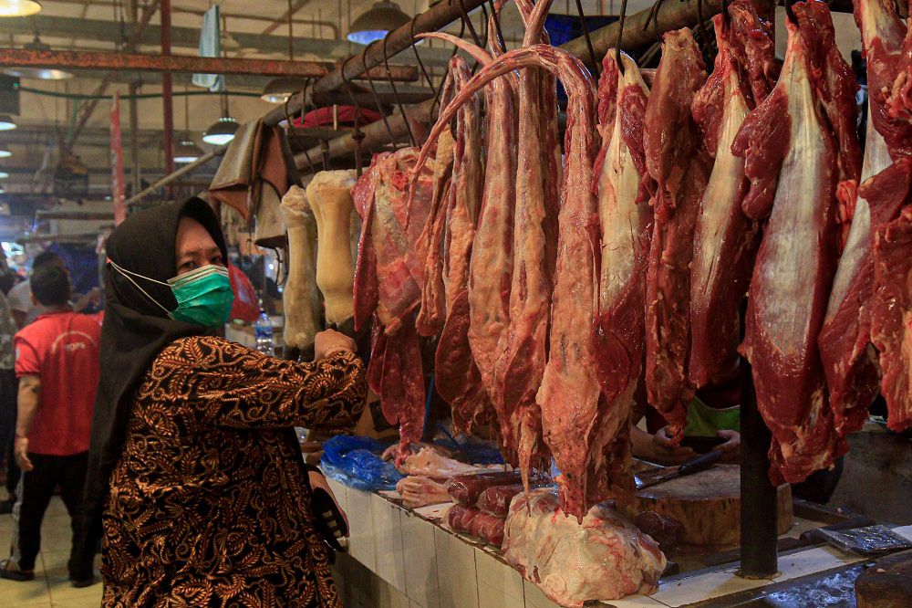 Pedagang daging sapi. Foto: Media Indonesia