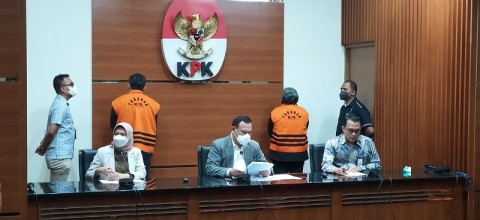 KPK melakukan konferensi pers penetapan tersangka Ade Yasin. (Medcom.id/Candra)