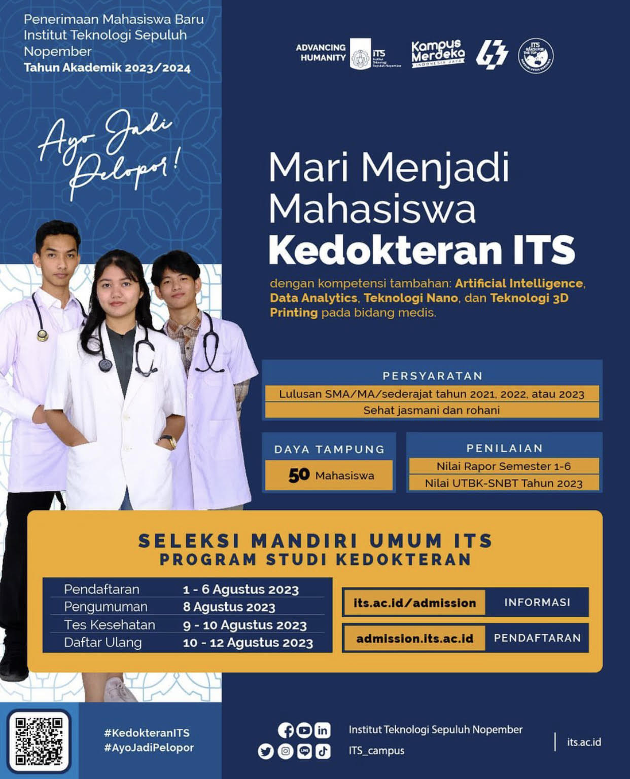 Infografik Pembukaan Pendaftaran Penerimaan Mahasiswa Baru ITS Tahun Akademik 2023/2024 (Foto: Instagram Resmi ITS Surabaya)