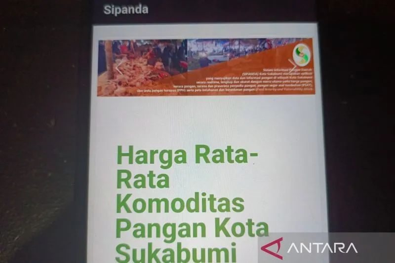 Aplikasi Sipanda yang baru diluncurkan Wali Kota Sukabumi Achmad Fahmi pada Kamis, (31/8) berisi berbagai informasi terbaru terkait pangan. Aplikasi ini bisa diunduh di Playstore. Antara/Aditya Rohman.