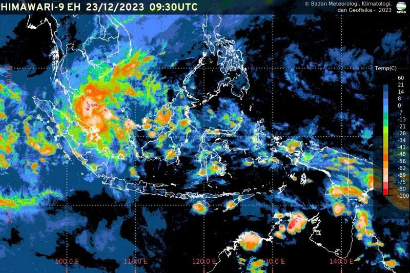 Tangkapan layar kondisi cuaca di Indonesia. (ANTARA/HO-BMKG)