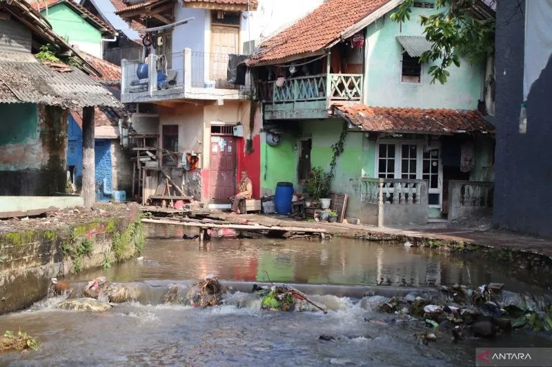Pendangkalan anak Sungai Cianjur, Jawa Barat, yang membentang di Kelurahan Sayang, Kecamatan Cianjur, acap menyebabkan banjir. (ANTARA/Ahmad Fikri)